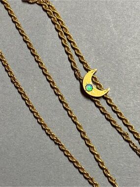 Antique vintage moon watch fob 48” necklace